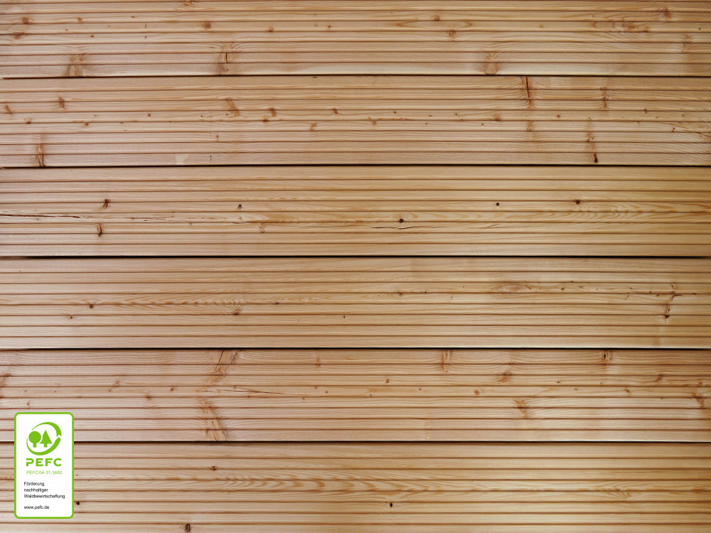 Kanadische Lärche Terrassendielen, 27x143 mm, KD, grob/fein
