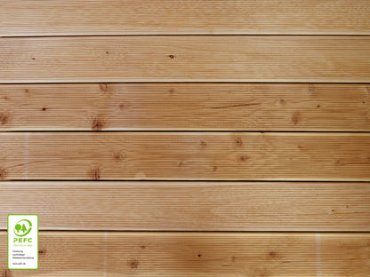 Kanadische Lärche Terrassendielen, 27x143 mm, KD, grob/fein