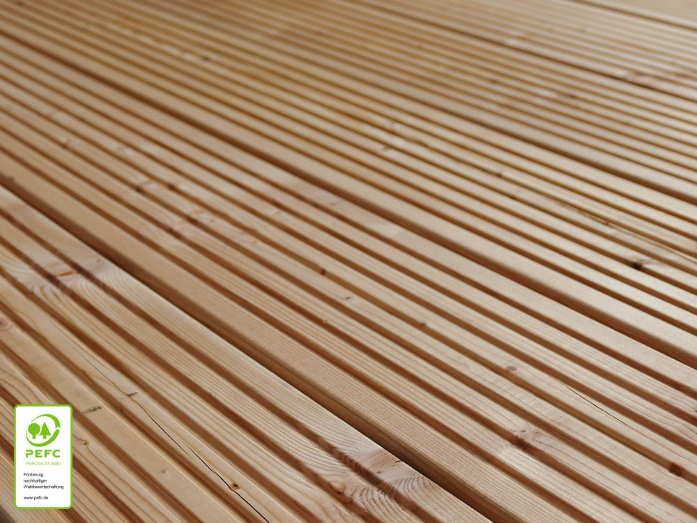 Kanadische Lärche Terrassendielen, 27x143 mm, KD, grob/fein