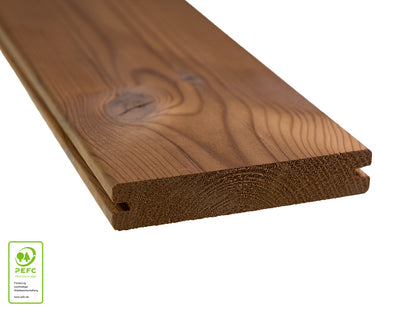 Thermokiefer Terrassendielen, 26×140mm, glatt/glatt, seitlich genutet