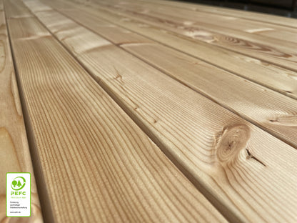 Kanadische Lärche Rhombusleisten, 20x68 mm, KD, 15° Schräge, glatt gehobelt, Kanten gerundet