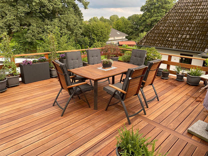 Guyana Teak (Basralocus) Terrassendielen, 38x140 mm, KD, glatt/glatt