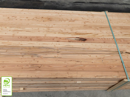 Kanadische Lärche Rhombusleisten, 20x68 mm, KD, 15° Schräge, fein gesägt, Kanten gerundet