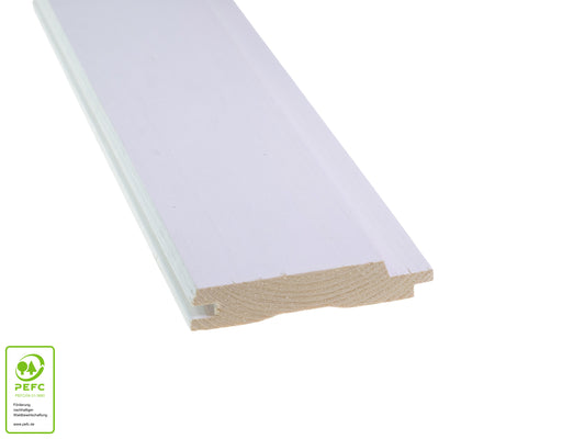 Nordische Fichte Profilholz, 19x96mm, KD, glatt gehobelt, Weiß, Rückseite grundiert, 1 Farbauftrag, Schattenfuge 10 mm