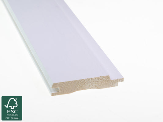 Nordische Fichte Profilholz, 19x96mm, KD, glatt gehobelt, Weiß, Rückseite grundiert, 1 Farbauftrag, Schattenfuge 10 mm