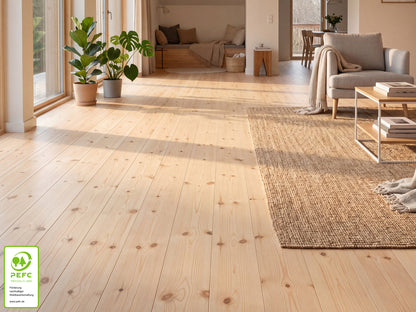 Kiefer Massivholzdielen, 27x146 mm, Select, rundum Nut & Feder, mit Microfase