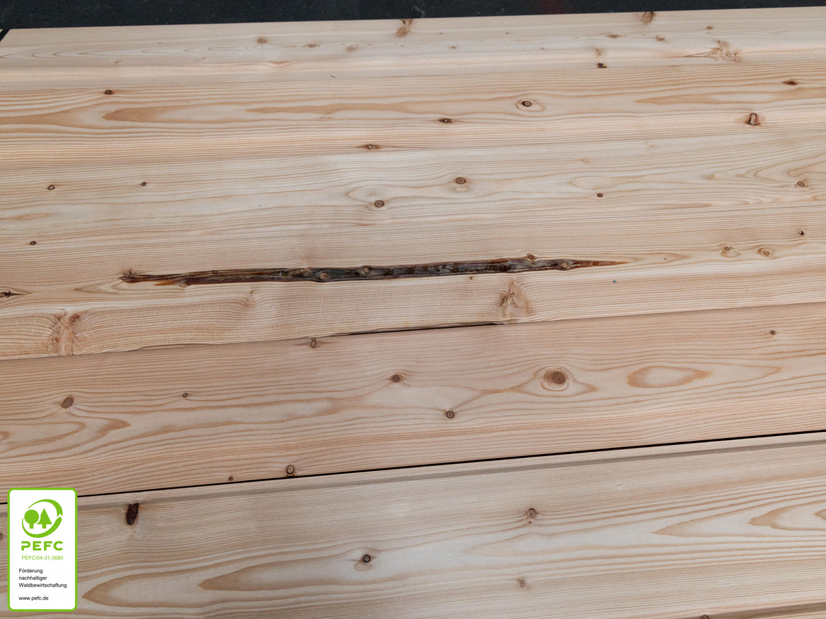 Kanadische Lärche Kombiprofil, 21x121mm KD, 1-seitig Softline, 1-seitig Fasebrett