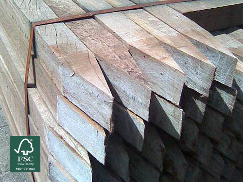 80×80mm Bongossi Pfähle, AD *FAS*, sägerau, Erdende gespitzt, 4,00 m